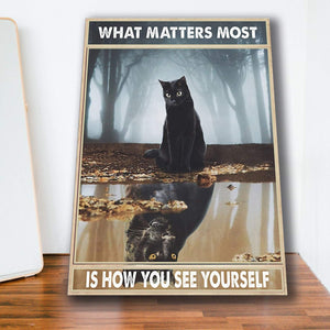 Black Cat And Black Panther In The Forest - What Matters Most 0.75 & 1.5 In Framed Canvas - Home Living -Wall Decor - Canvas Wall Art