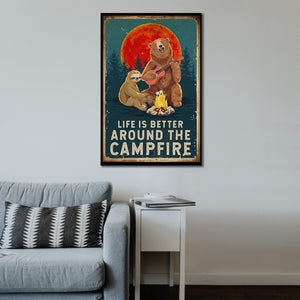Animal Life Is Better Around The Campfire 0.75 & 1.5 In Framed Canvas - Home Living - Wall Decor - Canvas Wall Art