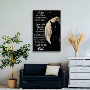 Black Cat And Moon - I Am Your Friend Your Partner 0.75 & 1.5 In Framed - Pet Lovers Gifts- Home Living- Wall Decor, Canvas Wall Art