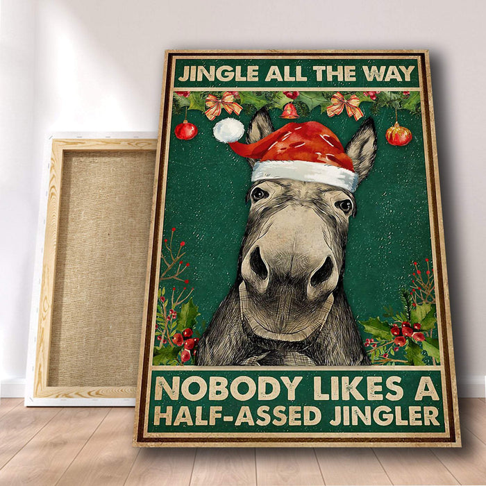 Donkey - Jingle All The Way Donkey Vertical Canvas