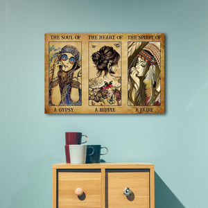 The Eccentric Girl With Tattoo And Butterfly - The Soul Of A Gypsy 0.75 & 1,5 Framed Canvas - Canvas Wall Art - Home Decor