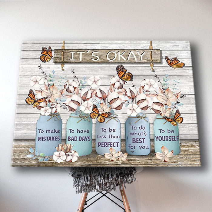 Vases Of Flowers And Butterflies - It's Okay To Make Mistakes Canvas