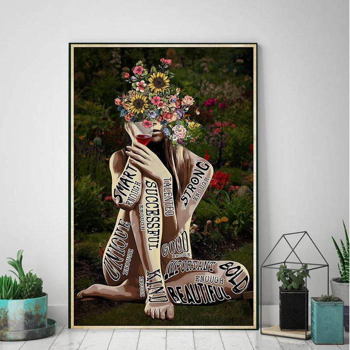 Girl Love Garden and Wine Gardening Smart Successful Strong Vertical Canvas