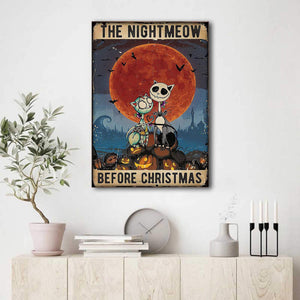 The Nightmeow Before Christmas  Vertical 0.75 & 1,5 Framed Canvas - Christmas Gift Ideas - Canvas Wall Art -Home Decor