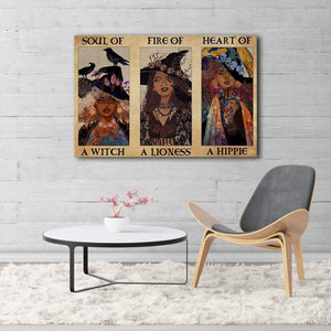 Soul Of A Witch Heart Of A Hippie Horizontal 0,75 and 1,5 Framed Canvas - Gifts Ideas- Home Decor- Canvas Wall Art