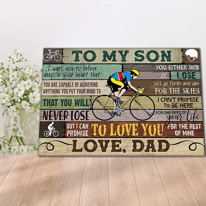 Bicycle To My Son I Want You to Believe Deep in Your Heart Gift Ideas Canvas