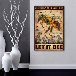 Bee Whisper Words Of Wisdom Let It Be 0,75 and 1,5 Framed Canvas - Gifts Ideas- Home Decor- Canvas Wall Art