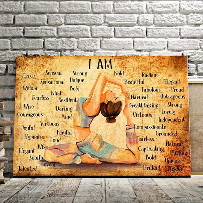 Girl Yoga - I Am Sensual, Strong And Unique, Beautiful And Bold Canvas