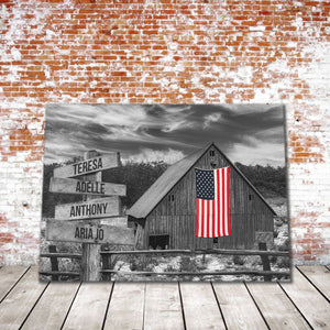 Personalized American Home Barn Multi-Names Premium 0.75 & 1,5 Framed Canvas - Street Signs Customized With Names- Home Living- Wall Decor