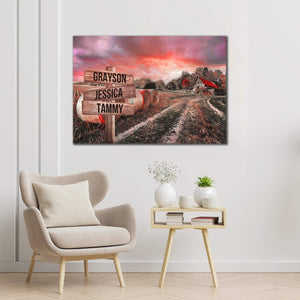 Personalized Home Barn Multi-Names Premium 1,5 Framed Canvas - Street Signs Customized With Names- Home Living- Wall Decor