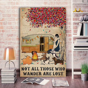 Camping Girl Not All Those Who Wander Are Lost 0.75 and 1,5 Framed Canvas - Gifts for Pet Lovers- Home Living- Canvas Wall Decor