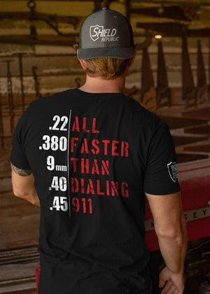 All Faster Than Dialing 911 T-shirt, Rifle Firearm Handgun Pistol T-shirt, Gift For Him