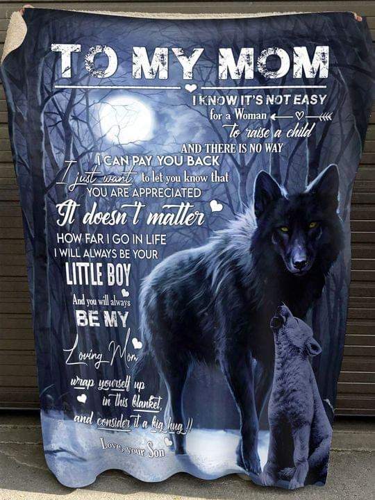 Wolf To My Mom It's Not Easy To Raise A Child Blanket, Fleece Blanket, Gift For Mom, Mother's Day, Christmas Blanket