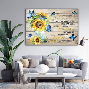 Believe Heaven Love- Best Gift For Sunflowers And Butterflies Lovers 0.75 and 1,5 Framed Canvas - FarmHome Decor - Wall Decor