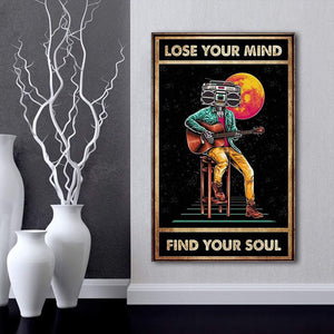 Guitar Player Lose Your Mind Find Your Soul 0.75 & 1,5 Framed Canvas - Special Gift Ideas- Canvas Wall Art -Home Decor