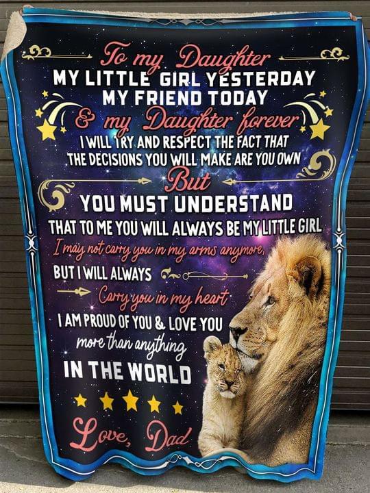 Lion To My Daughter, Fleece Blanket, Gift For Daughter, Lion Blanket, Dad And Daughter, Family Blanket