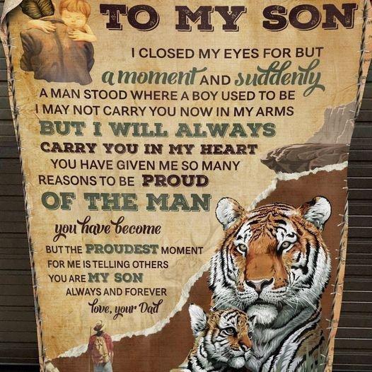 You Are My Son Always And Forever Love Your Dad Tigers Fleece Blanket, Tiger Blanket, Gift For Son Blanket