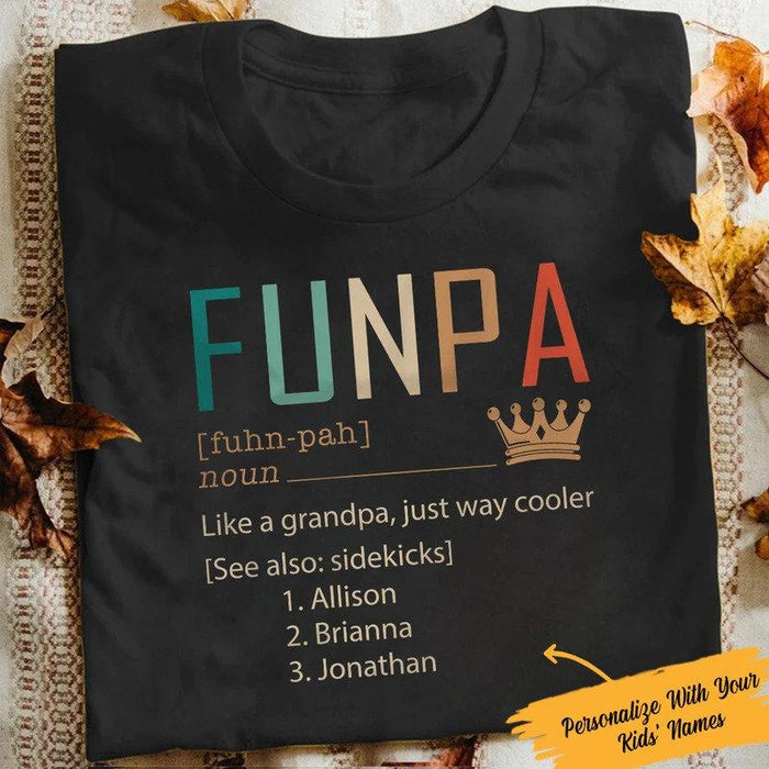Personalized Funpa Definition Funny Shirt, Custom Grandkid’s Names, Funny Grandpa Shirt, Gift For Grandpa, Family Shirt