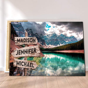 Personalized Beach And Mountain Multi-Names Premium 0.75 & 1,5 Framed Canvas - Street Signs Customized With Names- Home Living- Wall Decor
