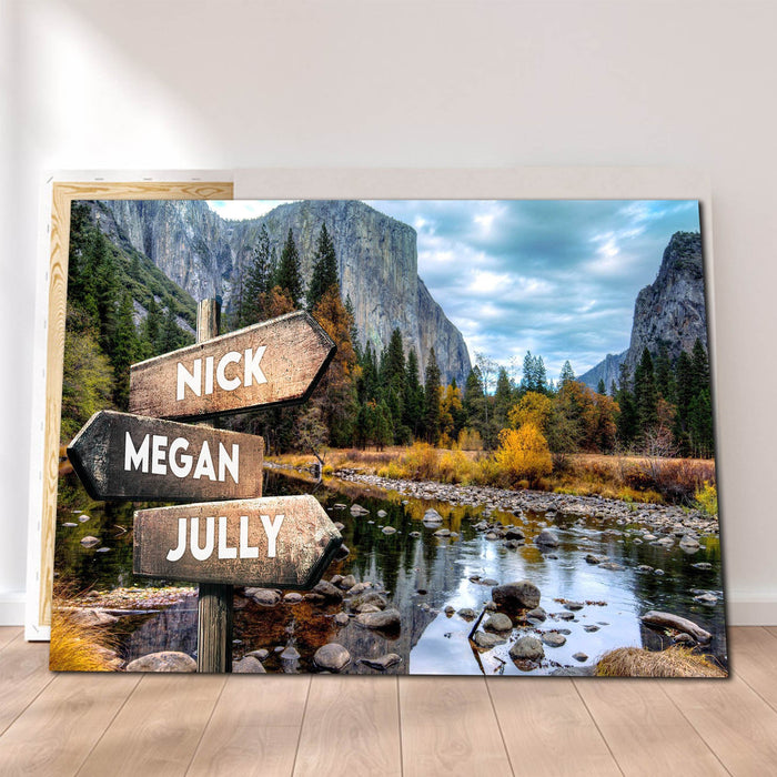 Mountainous Landforms Valley Landscape Street Signs Customized With Names Canvas