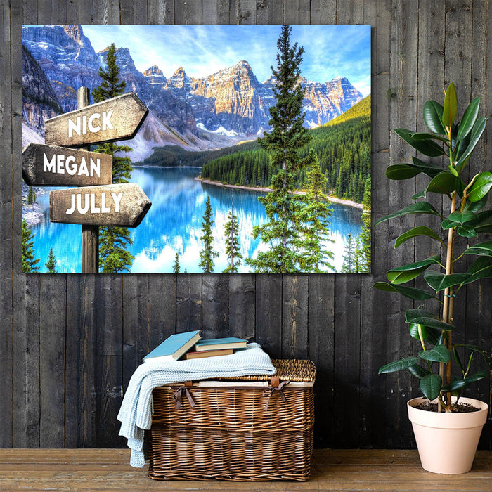 Lake Landscape Art Custom Canvas, Street Signs Customized With Names Canvas