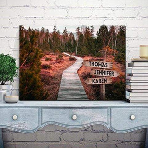 Personalized Forrest Road,  Multi-names Premium Canvas - Street Signs Customized With Names- 0.75 & 1.5 In Framed -wall Decor, Canvas Wall