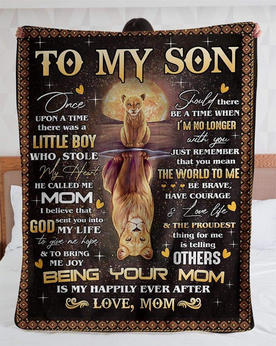 To My Son Being Your Mom Is My Happiness Lion Blanket, Lion Blanket, Mom And Son Blanket, Gift For Son, Home & Living