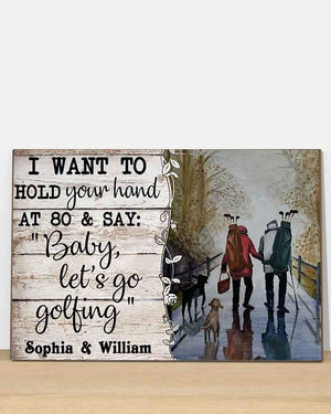 Personalized Couple Baby Let's Go Golfing Canvas, Couple Golf Canvas, Golf Lovers, Give For Golf Partner, Wall Art