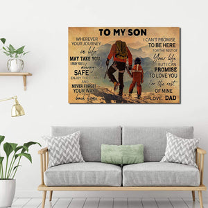 Dad And Son Climbing -To My Son Wherever Your Journey In Life I Pray You�EEE€�EEEll Always Be Safe 0.75 & 1,5 Framed Canvas- Home Living- Wall Decor