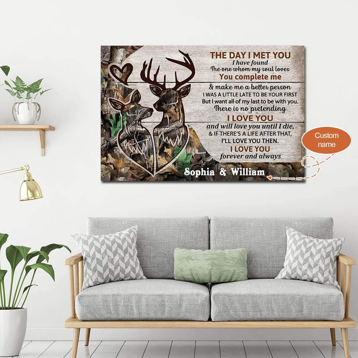 Personalized Deer Couple The Day I Met You Canvas, Deer Canvas, Couple Canvas, Wife And Husband, Wedding Dating Engagement Gift