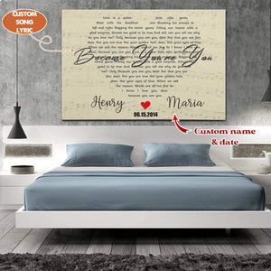 Personalized Favorite Love Song Canvas, Couple Canvas, Custom Song Lyrics Canvas, Wall Art Decor