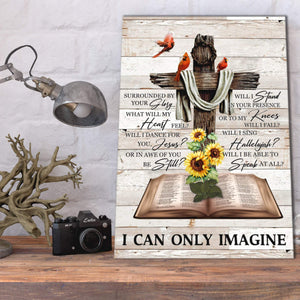 Personalized I Can Only Imagine Hummingbird and Sunflower 0.75 & 1.5 In Framed Canvas - Home Decor- Canvas Wall Art