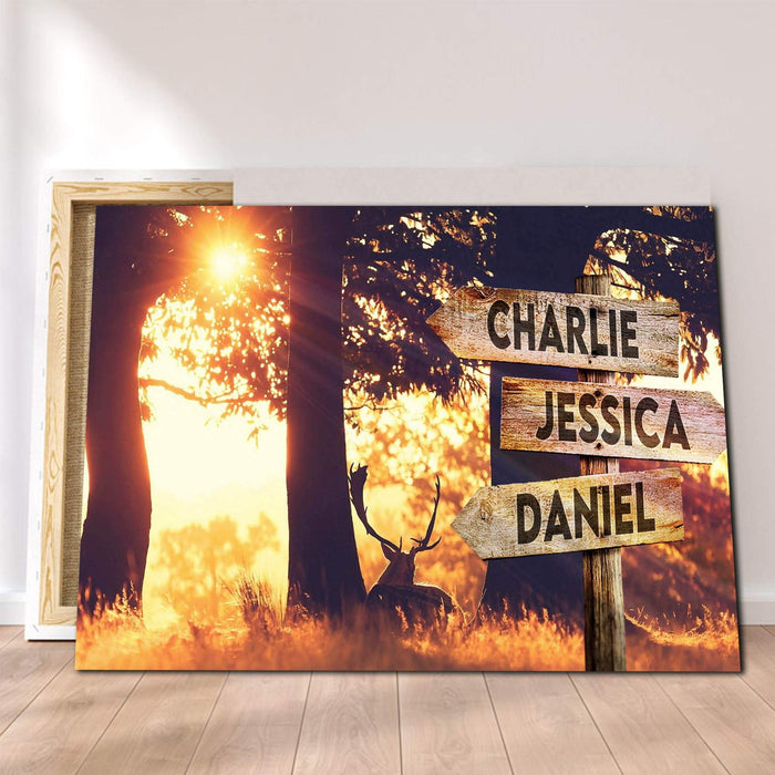 Personalized Beautiful Sunshine In The Forest Street Signs Customized With Names Canvas