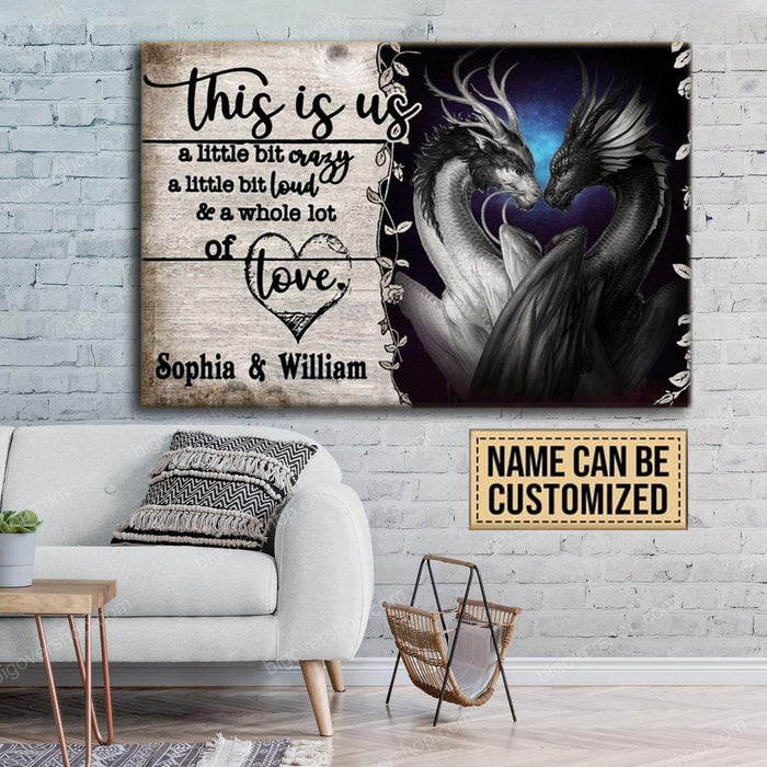 Personalized This Is Us Dragon Couple Canvas, Couple Canvas, Gift For Lover, Husband And Wife Canvas Gift