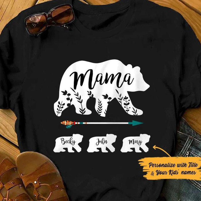 Personalized Mama Bear T-shirt, Custom Grandchild’s Name Kids Shirt, Mom Shirt, Mother Gift