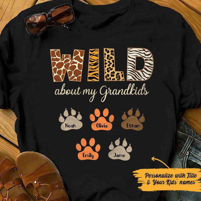 Wild About My Grandkids Wild Animals Paws T-shirt, Grandkids Custom Shirt, Shirt For Grandparents, Family Shirt