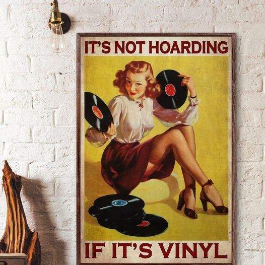 Music It's Not Hoarding If It's Vinyl Vintage Canvas, Exploding Record Canvas Art Print