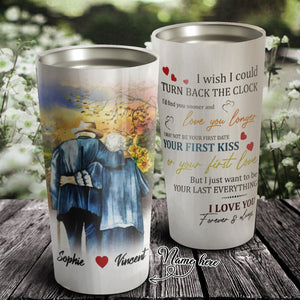 Personalized I Wish I Could Turn Back The Clock Tumbler - Couple Cup