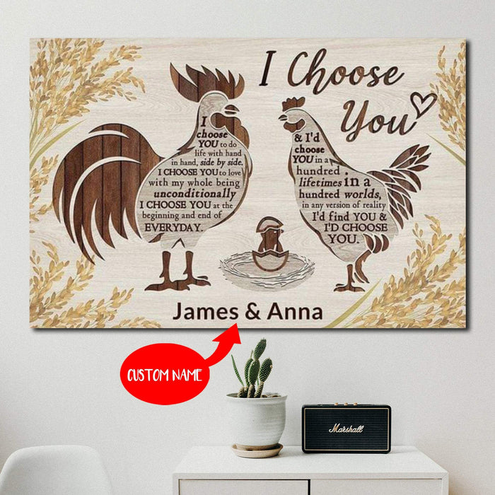 Personalized Chicken I Choose You To Do Life With Hand In Hand Side By Side Canvas
