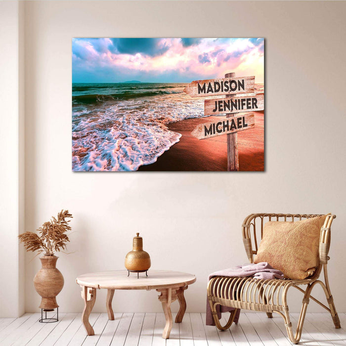 Personalized Beach Multi - Names Premium - Street Signs Customized With Names Canvas