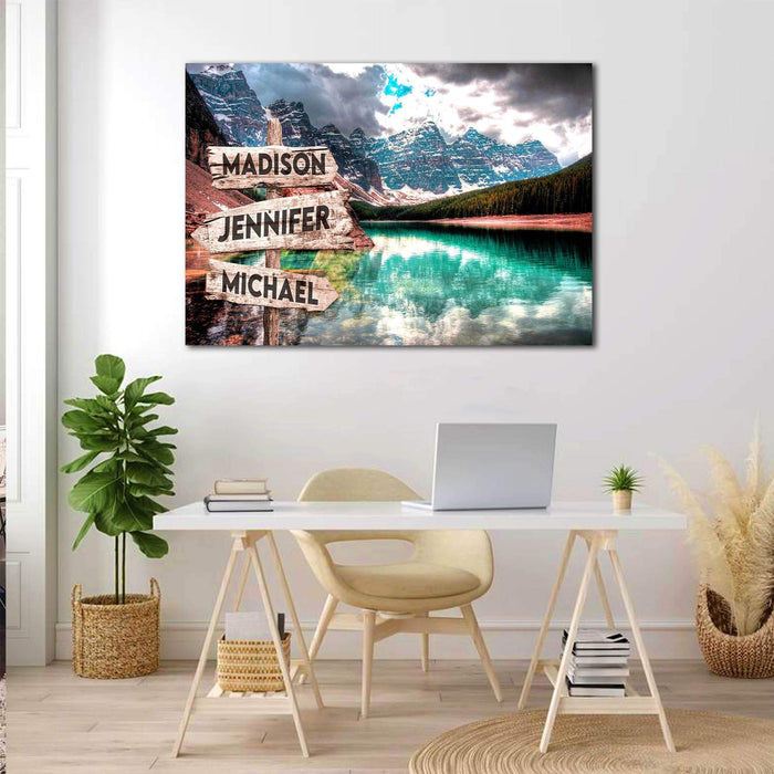 Personalized Beach And Mountain Multi - Names Premium - Street Signs Customized With Names Canvas