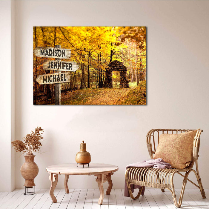 Personalized Autumn Multi - Names Premium - Street Signs Customized With Names Canvas