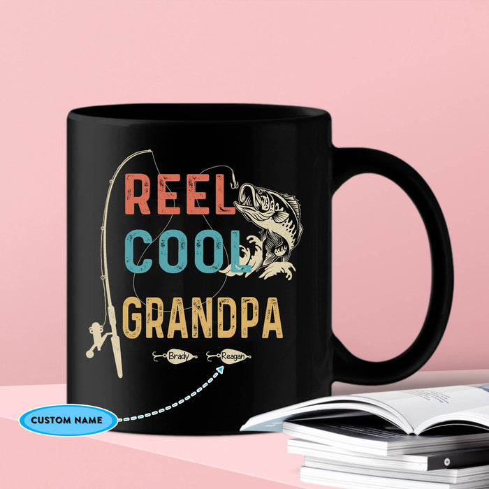 Personalized Reel Cool Grandpa Fishing Mugs, Gift For Grandpa, Grandpa Fisherman, Better To Wake At The Lake Mugs