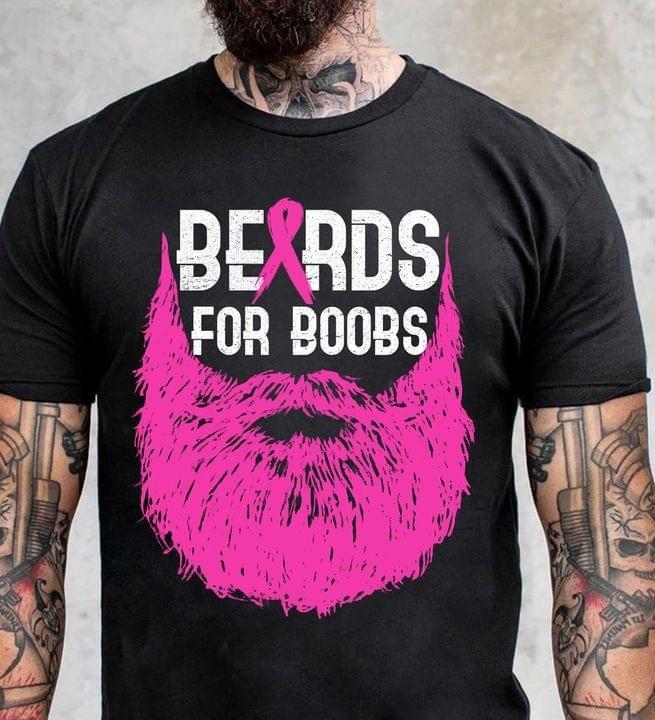 Breast Cancer Awareness - Men's Beards For Boobs Shirt, Ribbon Shirt