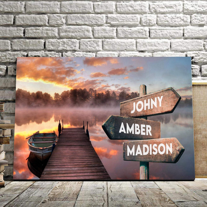 Personalized Boat Bridge Multi - Names Premium - Street Signs Customized With Names Canvas