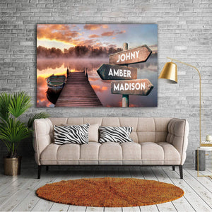 Personalized Boat Bridge Multi-Names Premium 0.75 & 1,5 Framed Canvas - Street Signs Customized With Names- Home Living- Wall Decor