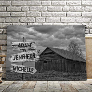 Personalized Farm House Multi-Names Premium 0.75 & 1,5 Framed Canvas - Street Signs Customized With Names- Home Living- Wall Decor