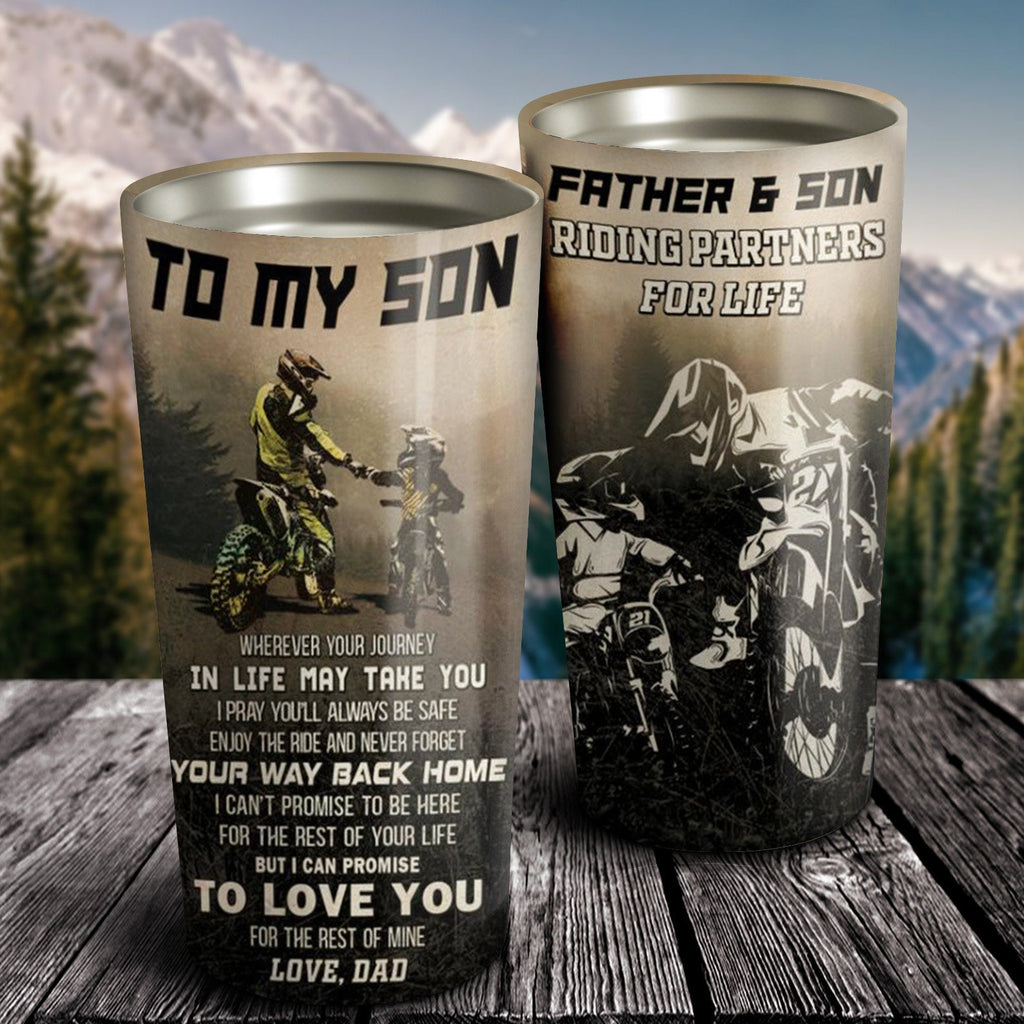 To My Son Wherever Your Journey Tumbler - Gift For Son - Dad And Son