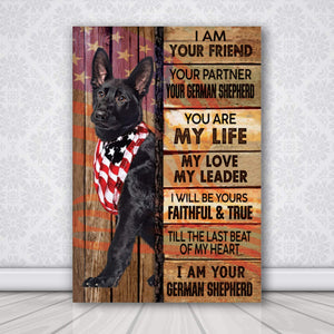 Black German Shepherd I Am Your Friend USA Flag - Dog Canvas - Memorial Dog - Canvas Wall Art - Canvas Wall Art - Best Gift for Dog Lovers