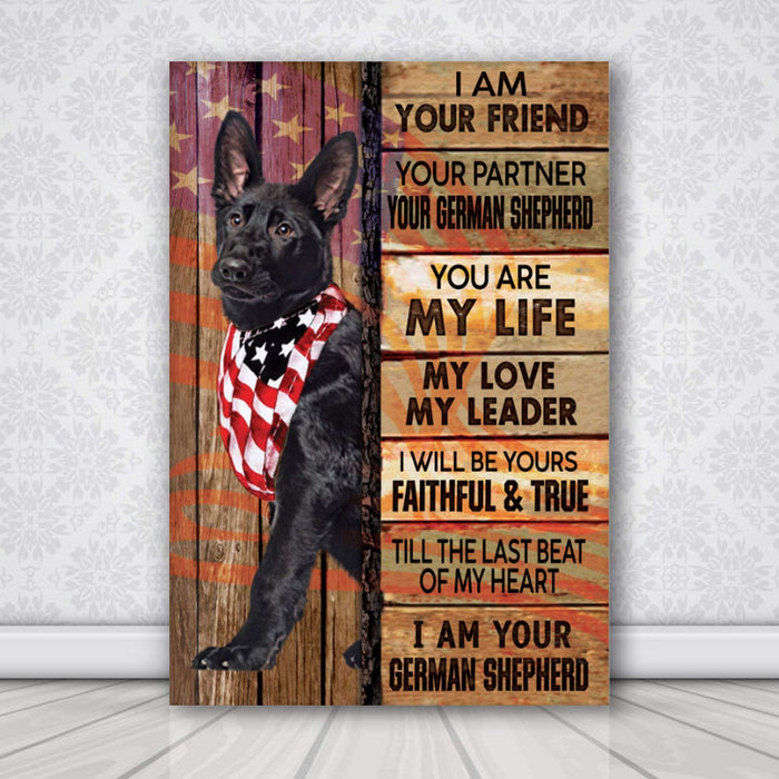 Black German Shepherd I Am Your Friend USA Flag - Dog Canvas - Memorial Dog - Best Gift for Dog Lovers
